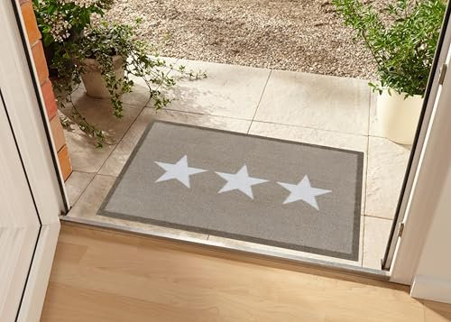 Hanse Home Zala Living Deko Fußmatte für Innen und Außen 120x200cm – Fussmatte Schmutzfangmatte Sterne Türmatte Waschbar & Wetterfest, rutschfest für Eingangsbereich & Außenbereich – Creme Beige