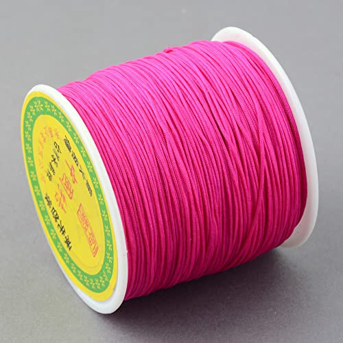 Fashewelry Cordini in nylon per perline da 0,8 mm, in macramè, colore rosa intenso, per fai da te, collane, bracciali, creazioni artigianali e gioielli