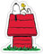 Spreadshirt Peanuts Snoopy Woodstock Und Die Hundehütte Sticker, max. 10 x 10 cm, 10 x 10 cm, Mattweiß