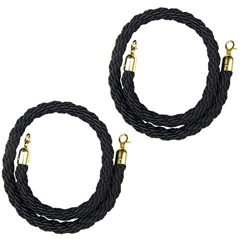 Personenleitsystem Absperrkordel 2 Schlangenbarriere-Twist-Seil Mit Gold-/Silberverschlüssen, Nylon-Warteschlangenteiler-Massenkontrollstützenseile für Autoshows, Veranstaltungen Auf Dem Roten Teppich