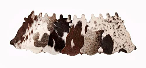 NGF Untersetzer aus Rindsleder, 6 Stück, natürliches Rindsleder, Haare auf Kuh-Form, Teetassen-Untersetzer, Leder, Heimdekoration & Wohnideen, 11,4 x 11,4 x 1,3 cm
