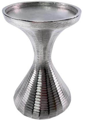 Moderner Metall Kerzenständer Kerzenhalter für Stumpen Kerze/Altarkerze, Höhe 12cm in Farbe Silber