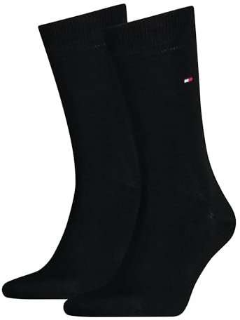 Tommy Hilfiger 2-Pack Classic Embroidered Logo Socks, Black 8.5-11 Black