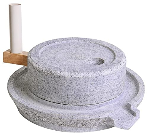 KELUNIS Natural Stone Mill, Hand Crank Grain Grinder, Dry/Wet Mill, Bean and Barley, Wooden Frame