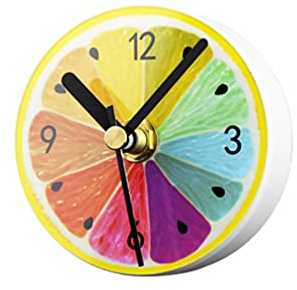 HOMSFOU Nevera Nevera Reloj Magnético Reloj de Pared Reloj de Pared Sin Tictac Funciona con Baterías Reloj Imán Mensaje Pegatinas para Hogar Oficina 1 Pieza (Colorido Limón) Pegatinas Niños