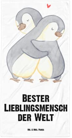 Mr. & Mrs. Panda XL Badehandtuch Lieblingsmensch - Geschenk, Danke, Herz, Papa, Saunatuch, Bedanken, Strandtuch, Love, Badetuch, Geschenktipp,