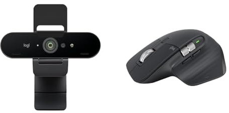Logitech Brio Stream Webcam - Videochiamate Ultra 4K HD, Microfono con Cancellazione Rumore & MX Master 3S-Mouse wireless ad alte prestazioni con scorrimento ultraveloce, ergonomico