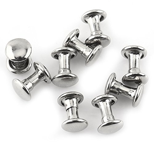 Rivet a Frapper, Rivets pour Cuir À Frapper, Rivet en Métal, 100 pièces Rivet à double capuchon Métal tubulaire Cuir Artisanat Réparations Goujons Décoration (Argent)