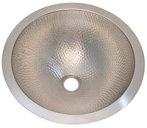 Casa Moro WASCHBECKEN AMINA Silber Ø35,5cm Hammerschlag Optik Messing EINBAUWASCHBECKEN WASCHTISCH WASCHSCHALE BECKEN BADEZIMMER CMDM07