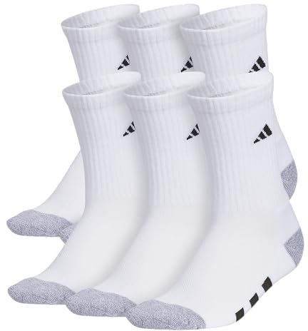 adidas Unisex Kids Crew Socks for Boys and Girls Youth (6-Pack) Athletic Cushioned and Comfortable, Tall Mid-Calf