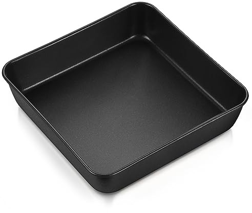 Homikit Plat à four carré, en acier inoxydable, 21 cm, avec revêtement anti-adhésif noir, moule à brownie pour lasagnes/gâteaux/toasts, sain et facile à nettoyer, Ne convient pas à l'Airfryer