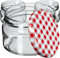 KADAX Lot de 10 petits bocaux à confiture avec couvercle - 250 ml - hermétiques - Pour cadeau - Pour miel et épices - Rouge à carreaux