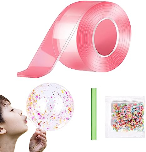BNOYONERAS Nano Tape Bubble Aufblasbares Blasenband Blasenband Nanoband Transparentes Nanoband Doppelseitiges Klebeband Extra Stark Nano Blasen Kit Nanoband Blase mit Pailletten Stroh