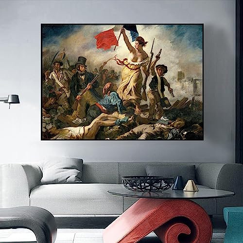 Dittelle Artiste Eugene Delacroix Liberté Menant Le Peuple Affiche Toile Peinture Révolution Française Marianne Wall Art Home Decor 70x100cm Sans Cadre
