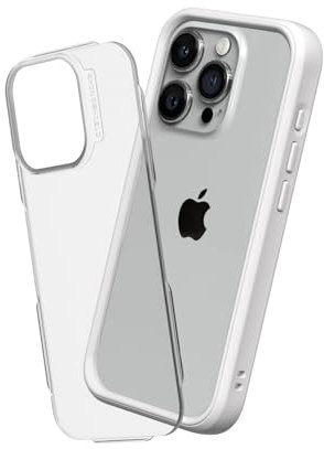 RhinoShield Modulares Case kompatibel mit [iPhone 15 Pro Max] | Mod NX - Anpassbare & stoßdämpfende Schutzhülle im schlanken Design - 3.5 Meter Fallschutz - Weiß