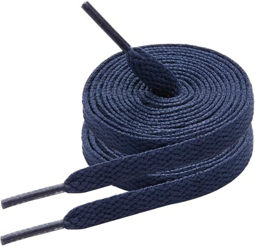 7STROBBS 2 Paia Lacci Scarpe Blu Navy da Sneakers,Stringhe Scarpe Piatti Blu Navy da Ginnastica Larghi 8mm per Alte Air Force 1,Navy Blue Shoelaces de Bambini e Adulti,100cm