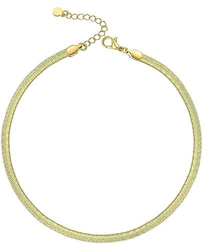 Tadipri Collana A Girocollo Donna A Catena Serpente Piatta 3Mm, Lunghezze Regolabile 38+5Cmcm, Acciaio Placcato Oro, Oro, Hip Hop Punk Rap