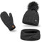 PaMaMi Winterset Mütze, Schal & Handschuh-sets für Damen I Kopfumfang 55-58 cm I Wintermütze mit Fleecefutter Atmungsaktiv I Winter-Strickset für Frauen I Fäustlinge Mütze Schal set Damen