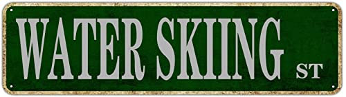 Metallschild Wasserski St Vintage Schilder Retro Blechschilder Aluminiumschild Geschenk für Zuhause Wohnzimmer Club Garten Wand Hof Lustige Kaffee Dekor 10,2 x 40,6 cm