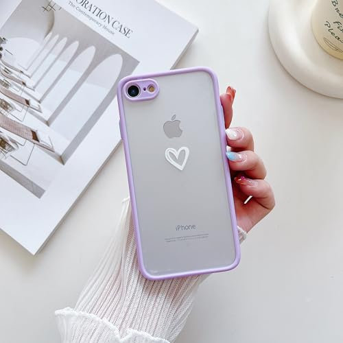 LSOUGUK Compatible with iPhone 6/6S Case for Girls Women,Cute Love Heart Pattern Slim Design Hard PC Back with Soft Shockproof TPU Bumper Protective Phone Case for iPhone 6/6s 4.7"-Light Purple