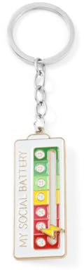 My Social Battery Keychain Funny Interactive Mood Tracker Metal Keyring Social Battery Badge Keychain Keyring Key Holder for Men Women Gift