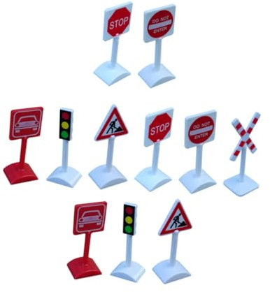 TOPBATHY 11st Verkehrszeichen-Ornamente Lernspielzeug Für Sichere Straßen Mini-verkehrszeichen Mini-Verkehrsschild Straßenschild Spielen Straße Straßenschild Ampel Kind Plastik Puzzle