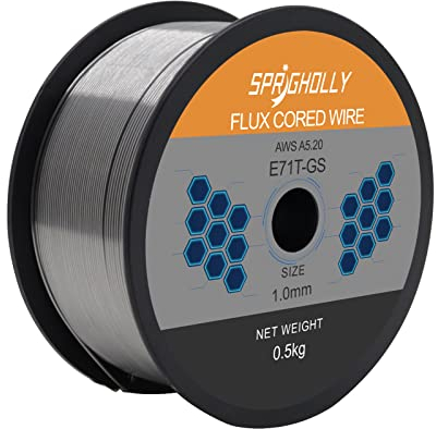 Filo animato da 1,0 mm, filo per saldatura, E71T-GS senza gas per saldatura FCAW per saldatrice MIG, filo per saldatura senza gas autoprotetto, bobina MIG, 0,5 kg