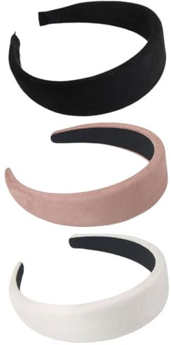 scicent HaarbäNder Damen 3 Stück Haarreifen Dicke Stirnbänder Hirschlederflanell Haarschmuck Weich Gepolsterte Haarreif Schwamm Haarbänder für Frauen Mädchen - 11518