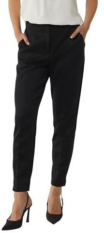 Comma Damen Hose Cigarette-Pants aus Scuba mit Elastischem Bund