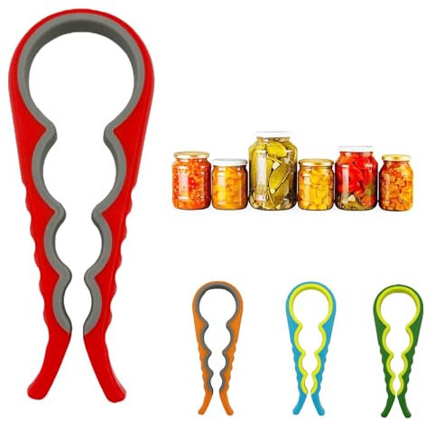Jar Opener, Bottle Openers Ring Pull Can Opener aid for weak Hands Arthritic Hands Can Opener for The Elderly & Children (Red)