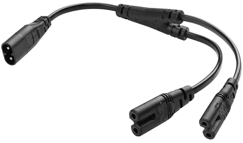 C8 zu Dual C7 Y Splitter Netzkabel YACSEJAO 1FT IEC 320 C8 zu Dual C7 1 in 2 Out Power Splitter Kabel für LCD Monitore, Schreibtischlampen, Lautsprecher (gerade)