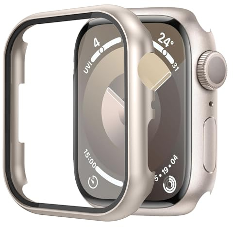 BIRDTOBR Cover Compatibilità con Apple Watch Series 9/8/7 45mm, Custodia PC Rigida con Vetro Temperato, Protezione Totale per iWatch