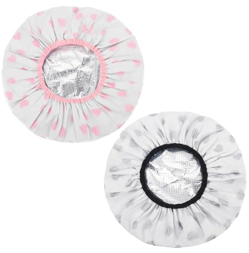 2 Pcs Deep Conditioning Hair Cap, Double Layer Heat Cap Steam Cap Processing Caps Shower Cap for Natural Hair Deep Conditioning