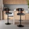 Hawthyhome Barhocker 2er Set |Barstuhl Tresenhocker Bistrohocker •360° Drehstuhl •Küchenstühle mit Rückenlehne und Fußstütze •Stuhl mit Armlehnen •Lobby Tresen Küche Hausbar •Schwarz Nussbaumholz