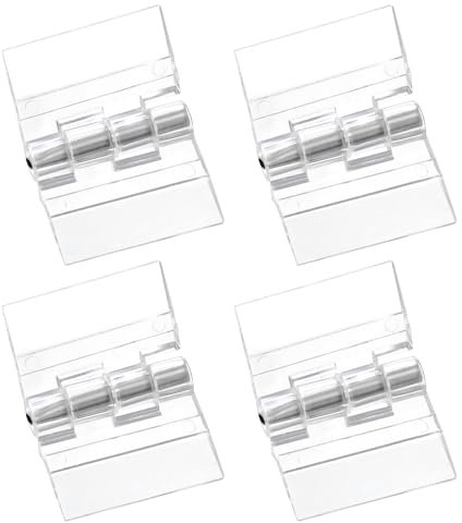 sourcing map 4Pcs Acrylic Hinges 25x34mm Clear Folding Hinge with Stainless Steel Shaft Transparent Hardware Hinge for Cabinet Drawer
