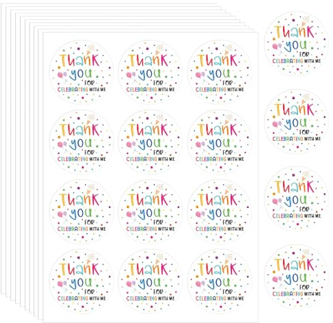 120 Stück Danke Aufkleber, 4cm Dankeschön Etiketten für Babyparty Hochzeit Brautparty Geburtstag Umschläge Versiegelung Geschenke Verpackung (Thank You for Celebrating with Me)