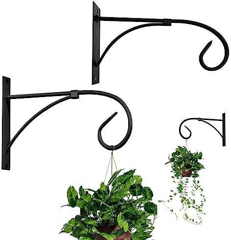 Jeorywoet 2Pcs Hanging Basket Bracket Hooks Fence Post Brackets Fence Panel Clips Concrete Fence Posts Fence Post Hanging Basket Brackets (Black), fence hanging brackets