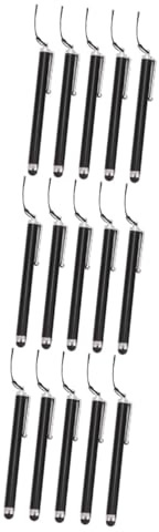 Uonlytech 15pièces Stylet Tactile Métal avec Lanière Antidérapante pour Écrans Capacitatifs De Stylos pour Téléphones Et Tablettes Noir