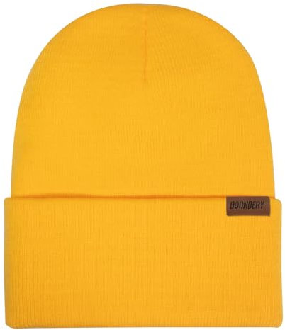 Boonbery Mütze Herren Mütze Damen Unisex Beanie Wintermütze Strickmütze klassisches Design Weiche Dünne Mütze Ideal für Alle Jahreszeiten Gelb