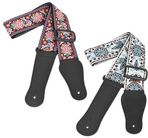Aomhrek 2 Stück Gitarrengurte, verstellbar guitar strap, Vintage Woven gitarrengurt e-gitarre, ukulele gurt, elektrischer Gitarrengurt, gitarre zubehör für Folk-Gitarre, Akustikgitarre, Bass