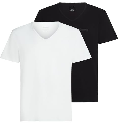 KARL LAGERFELD Herren Elongated Logo V-Neck T-Shirt (2 Pack)