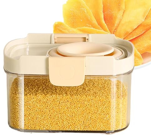 contenedor de cereales con pico vertedor, contenedor de almacenamiento de cereales | Almacenamiento de contenedores de cereales transparentes acrílicos,Frascos sellados de comida hermética transparent