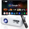 Aurzen Eazze D1G con Google TV proiettore 4k smart tv nativo videoproiettore da esterno Full HD 1080P con DoIby Audio, messa a fuoco automatica e Keystone mini wifi bluetooth video proiettore