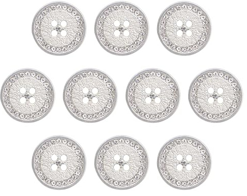 ftiemlovde 4 Loch 10 Knöpfe Silber mit Strass für Strickjacke (A10S 20 mm) | Dirndl Metallknöpfe zum Annähen, edle Optik, passend für Blazer, Mantel, Trachten, einfach zu nähen, stabil verarbeitet
