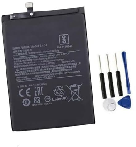 GZXQBHBATT BN54 Generic Replacement Internal Battery for Mi Note 9 Red-mi Note 9 M2003J15SC M2003J15SG M2004J19G M2004J19C 1ICP5/65/89 Series Mobile Phone Battery 3.87V,4920mAh/19.0Wh