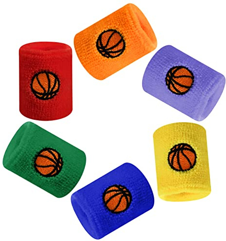 6 Stück Kinder Sport Armbänder, Baumwoll Schweissarmband Fussball, Schweißband Handgelenk Kinder, Absorbierende Wristbands, Handgelenk Schweißband für Fußball Basketball, Leichtathletik