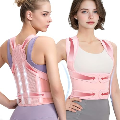 MUMIK Rücken Geradehalter, Upgrade Haltungskorrektur Rücken Herren Damen (Rosa, S)