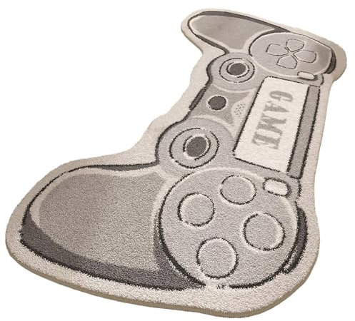Living Room Rug Cute Gaming Rug Cartoon Game Console Game Controller Floor Mats Non Slip Extra Soft Absorbent Rugs Machine Washable Mat Game Room Carpet Shower Mat Indoor Door Mat (Grey, 40X60CM)