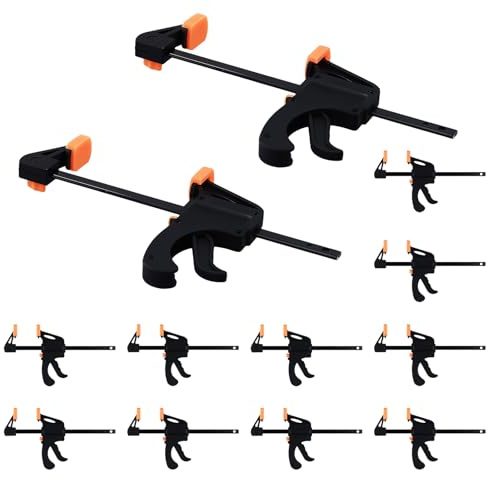 PINGEUI 12 Pack 4 Inch Quick Grip Clamps - Quick Release Clamp Ratchet Bar Clamps for Professional Woodworking, Manual Work, DIY Handmade Craft Project