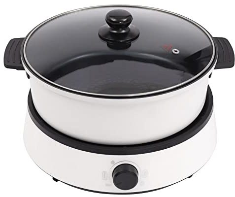 1350W Electric Shabu Shabu Hot Pot, 4L Large Capacity Nonstick Removable Pot with Visible Glass Lid, Adjustable Temperature 180-280℃, Suitable for 1-5 People
